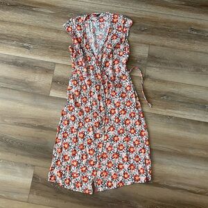 jcrew j crew x mercantile women’s small red salmon wrap floral dress